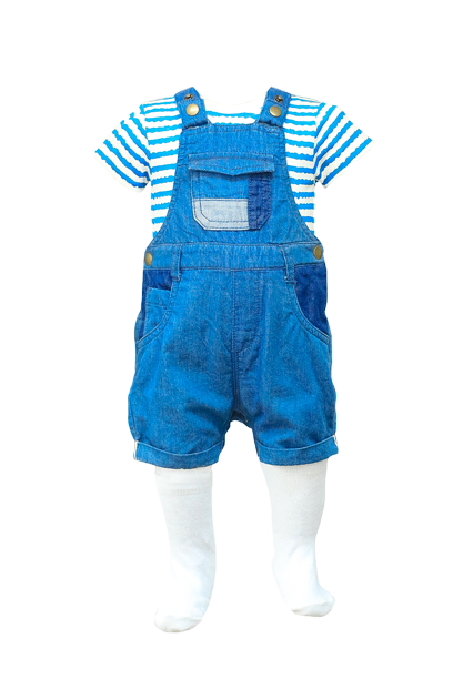 Nobleswear - STRIPED T-SHIRT & DENIM DUNGAREE